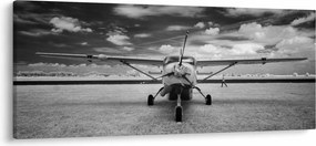 Tablou - Avion alb-negru și alb-negru (120x50 cm)