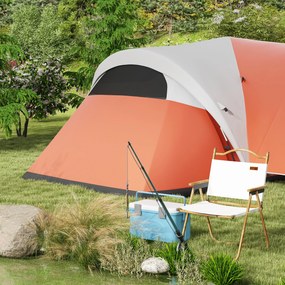 Outsunny Cort de Camping cu Verandă, Impermeabil, pentru 5-6 Persoane, Cort cu Geantă de Transport, 550x300x198 cm, Portocaliu | Aosom Romania