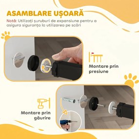 PawHut Poartă Extensibilă pentru câini fără șuruburi, Poartă de Siguranță Reglabilă, 94-100x78 cm, Negru | Aosom Romania