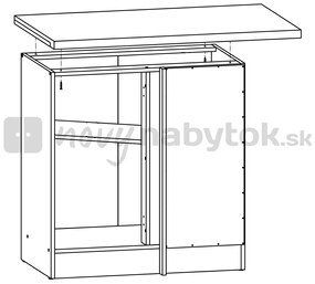 Dulap inferior de bucătărie, de colț Junona line DNW/100/82/p (Stejar sonoma + Wenge). 742472