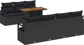 vidaXL Set de canapele pentru grădină cu pernă 8 pcs Negru și Maro