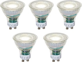 Set de 5 becuri LED GU10 50mm reglabile, clare, 2,5W, 450 lm, 4000K