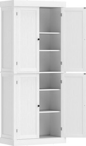 HOMCOM Dulap Înalt de Bucătărie cu 6 Rafturi și 2 Uși, Dulap cu Rafturi Reglabile din Lemn, 76x40,5x184 cm, Alb | Aosom Romania