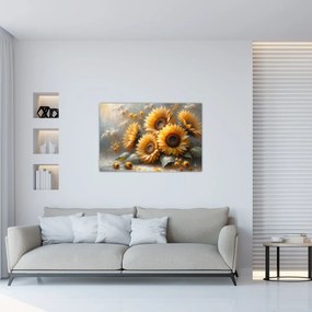 Tablou - Pictură cu floarea-soarelui (90x60 cm)