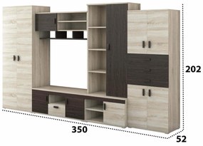 Bibliotecă living Diana, sonoma + wenge