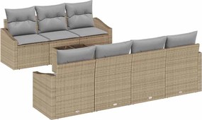 vidaXL Set de canapea cu pernă 8 pcs Beige și gri deschis poliratan