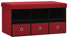 338809 vidaXL Bancă depozitare pliabilă, roşu vin, 76x38x38 cm imitație pânză