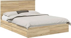 vidaXL Pat cu storage Stejar Sonoma 150 x 200 cm Lemn compozit