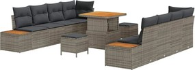 vidaXL Set de canapele pentru grădină 11 pcs Gri poliratan