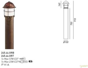 Stalp de exterior, inaltime 91cm cu protectie IP44, Garden 245.44.OR