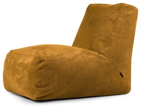 Fotoliu bean bag galben muștar cu tapițerie din catifea reiată Tube – SLOWDOWN