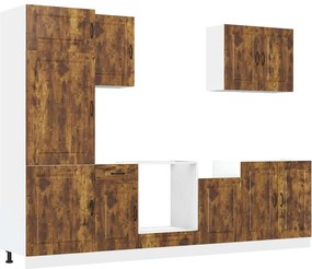 vidaXL Set dulap de bucătărie din 7 piese „Kalmar” stejar afumat Lemn