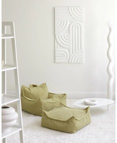 Fotoliu puf pentru copii verde cu tapițerie din țesătură bouclé Square – Wigiwama