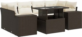 vidaXL Set canapele de grădină cu perne, 7 piese, maro, poliratan