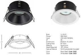 Spot incastrabil pentru baie IP65 Veli negru