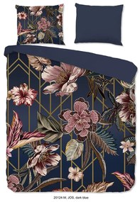 Lenjerie de pat albastru-închis din microfibră pentru pat dublu, extinsă 200x220 cm Jos – Good Morning