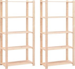 vidaXL Polițe stocare 5 niveluri 2 buc. 80x38x170 cm pin masiv 250 kg