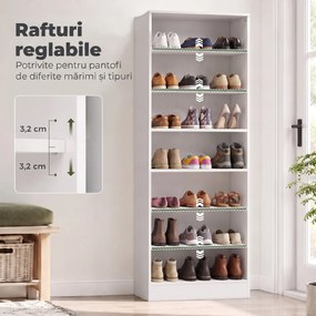 HOMCOM Pantofar cu Rafturi Reglabile, pentru 21 de Perechi, Alb | Aosom Romania