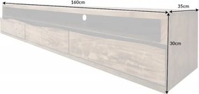 Comoda TV suspendata din lemn de salcam design industrial Mammut 160cm