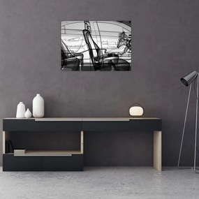 Tablou pe sticlă - 3D model mașina (70x50 cm)