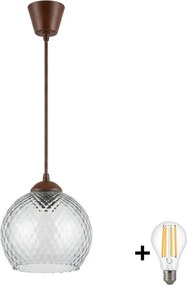 Brilagi - LED Pendul pe cablu R GLASS 1xE27/60W/230V Ø 25 cm maro/gri fumuriu