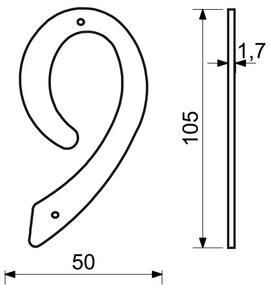 Număr casă 9", RN.105HR, negru"