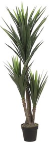 Planta artificiala Yucca, Azay Design, cu frunze inalte verzi si tulpini multiple, din poliester, detalii realiste, in ghiveci negru, inaltime 150 cm
