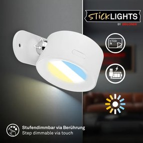 Briloner 3896016 - Aplică de perete LED reîncărcabilă TARI, reglabilă, LED/1,6W/5V, 1500 mAh, alb