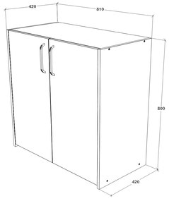 Comoda Malmo, 2 Usi, Stejar Alb/Antracit, 81 x 42 x 80 cm