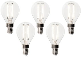 Set de 5 becuri LED E14 dimabile P45 sticlă transparentă 3W 350 lm 3000K