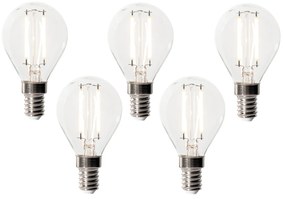 Set de 5 Becuri LED E14 Dimmabile P45 Sticlă Transparentă 3W 250 lm 3000K