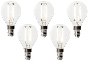Set de 5 Becuri LED E14 Dimmabile P45 Sticlă Transparentă 3W 250 lm 3000K