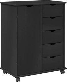vidaXL Cabinet mobil Negru 63,5 x 39 x 79 cm Lemn de pin masiv