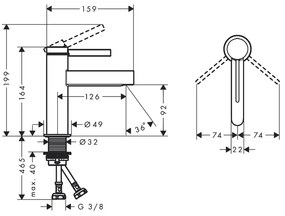 Baterie lavoar, Hansgrohe, Finoris 100, crom