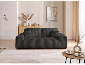 Canapea gri închis cu tapițerie din catifea reiată 213 cm Justin – Ropez