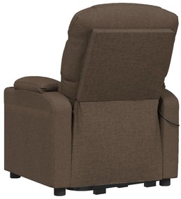 Fotoliu de masaj rabatabil electric cu ridicare, maro, textil