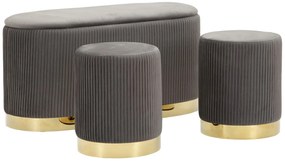 Mauro Ferretti  Banca Cu Depozitare Și Taburet Shopy Gri Set 3 Bucăți Cm 80X37X42-29X33 | Aosom Romania