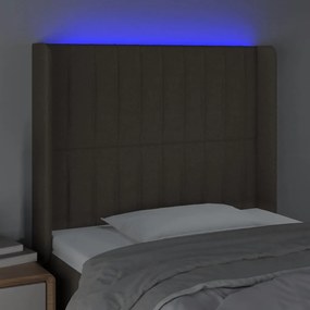 Tablie de pat cu LED, gri taupe, 103x16x118 128 cm, textil 1, Gri taupe, 103 x 16 x 118 128 cm