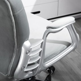 Vinsetto Scaun de birou, Scaun de birou ergonomic cu braț, Spătar capitonat, Înălțime reglabilă, Scaun de calculator cu catifea, Foaier pentru biroul de acasă, Gri | Aosom Romania