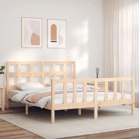 3193021 vidaXL Cadru de pat cu tăblie, 160x200 cm, lemn masiv