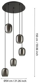 Lustră pe cablu Eglo 901194 CIAMPINO 5xE27/28W/230V gri