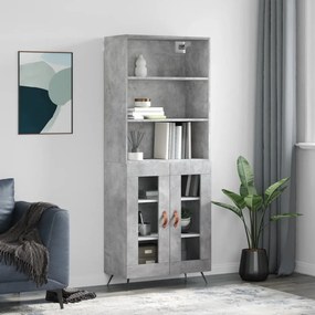 vidaXL Dulap înalt, gri beton, 69,5x34x180, lemn compozit