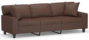 3153067 vidaXL Canapea cu 3 locuri, perne&pernuțe maro 180 cm piele ecologică