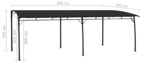 Copertina pavilion de gradina, antracit, 6x3x2,55 m Antracit, 6 x 3 x 2.55 m