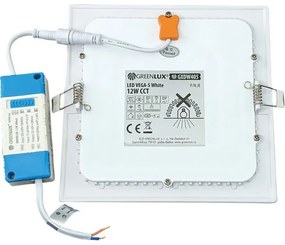 LED plafonieră VEGA LED/12W/230V 2900/3900/5800K 17,5x17,5 cm albă