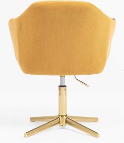 HR832CROSS Scaun Catifea Reiată Premium culoare Curry Galben cu Bază Aurie