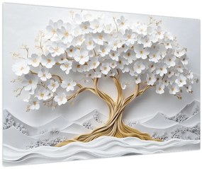 Tablou – Arborele vieții 3D plin de flori (90x60 cm)