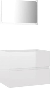 vidaXL Set mobilier de baie, 2 piese, alb extralucios, PAL