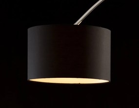 Lampadar din material textil/metal/marmura arc 210 cm negru, un bec