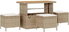 vidaXL Set de masă pentru grădină Bej poliratan